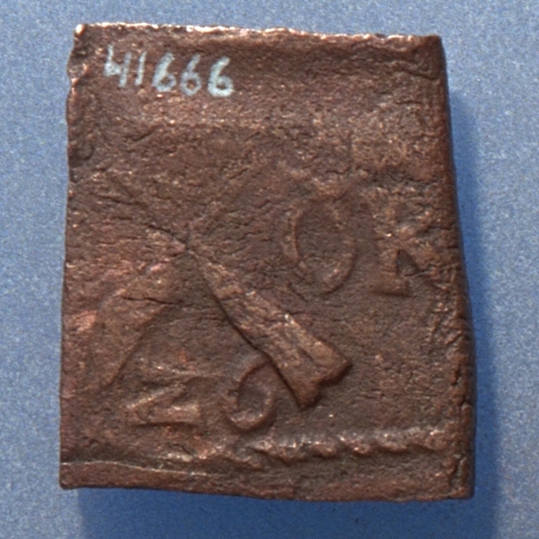 Â½ öre
Fyrkantigt mynt.
Åtsidan: mitt på myntet en vasakärve, svagt och delvis synlig.
Till vänster om kärvens bas versalen G, svagt delvis synlig. Till höger om kärvens bas versalen R, svagt delvis synlig. Ovanför kärven versalen A, svagt  delvis synlig.
Ocentrerad prägling. Ram delvis synlig.
Frånsidan: två korsade pilar under en krona, svagt och delvis synliga.
Till vänster om pilarna valören Â½, till höger versalerna ÖR, svagt delvis synliga.
Det tvåsiffriga präglingsåret - längst ner på myntet - är 26 (1626).
Ocentrerad prägling. Ram delvis synlig.
Nuvarande skick: bägge sidor slitna.  åtsidan sliten  frånsidan sliten.   jack  valsklump   korroderat   krackelerat
Vikt: 12,1 gram.