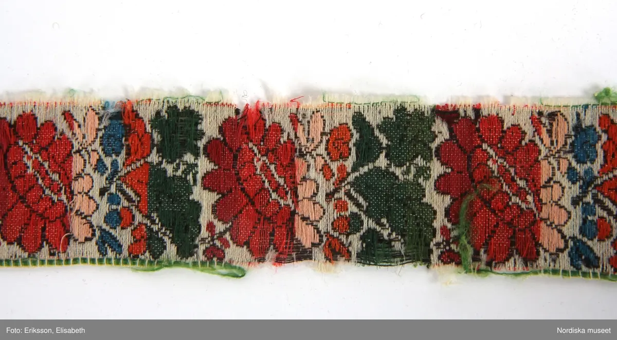 Huvudliggaren (år 1883):
"35.726 Brudgumsdräkt fr. Toarps sn. Ås hd. Västergötland. a. Blå långrock, med broderi i silke. b. Röd toppmössa; till mössan hör en tofs i toppen. c. Väst, troligen begagnad som tröja. d. Blå knäbyxor. e. Strumpeband. Till banden höra runda tofsar. 'Dräkten är från början af detta århundrade.'; Se bref från Södermark 21/5 1883. a. Maläten. d. Maläten. e. Maläten. 'I dräkten saknas: strumpor, hvita eller blå, skor, helst med spännen, bomullshalsduk, skjorta.' Se bref från Södermark af den 22/5 1883. G. af handlanden Oscar Vennberg i Borås genom lant [?]kamrer I.A. Södermark i Borås 23/5 1883. Bil. Södermark."