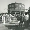 Invigning av Runda huset som kulturhus och bibliotek 1988. Blåsorkester spelar.
Personer: okända