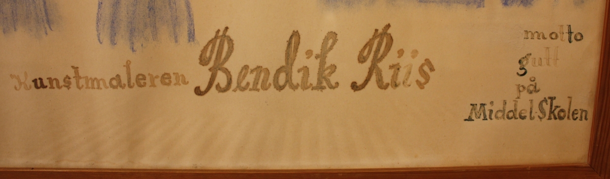 Motto. Gutt på Middel-skolen [Tegning]