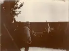 Smålands husarregemente K 4 på vinterövning i Norrbotten omkring 1910.