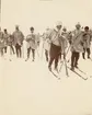 Officerare från Smålands husarregemente K 4 på skidor, vinterövning i Norrbotten omkring 1910.