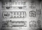 Ritning till diesel-elektrisk vagn för BAJ.
Tillverknings år: 1925.