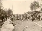 Rallare vid Dala-Järna under anläggandet av linjen Vansbro-Ängelsberg.