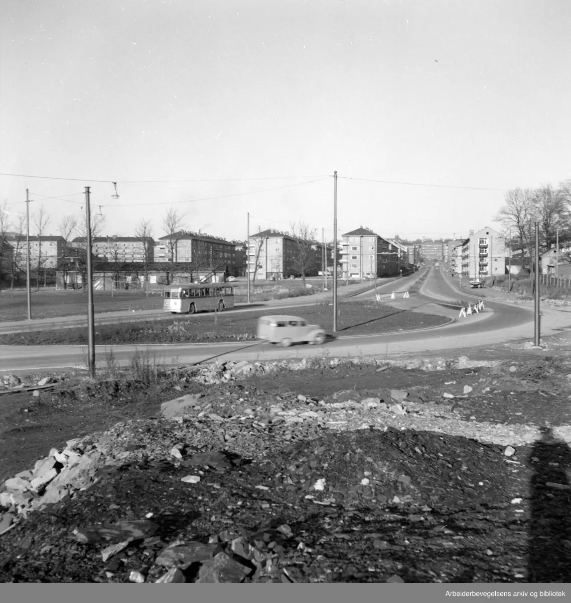 Finnmarkgata mot Carl Berners plass i enden, november 1954.
