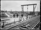 Ombyggnad av viadukten över Malmö Ystads Järnväg, på sträckan mellan Malmö och Trelleborg. Ställningsbron nästan färdig