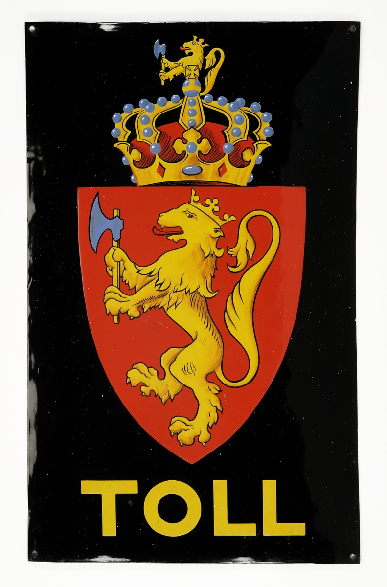 Riksvåpenet av 14.12.1905 over "TOLL".