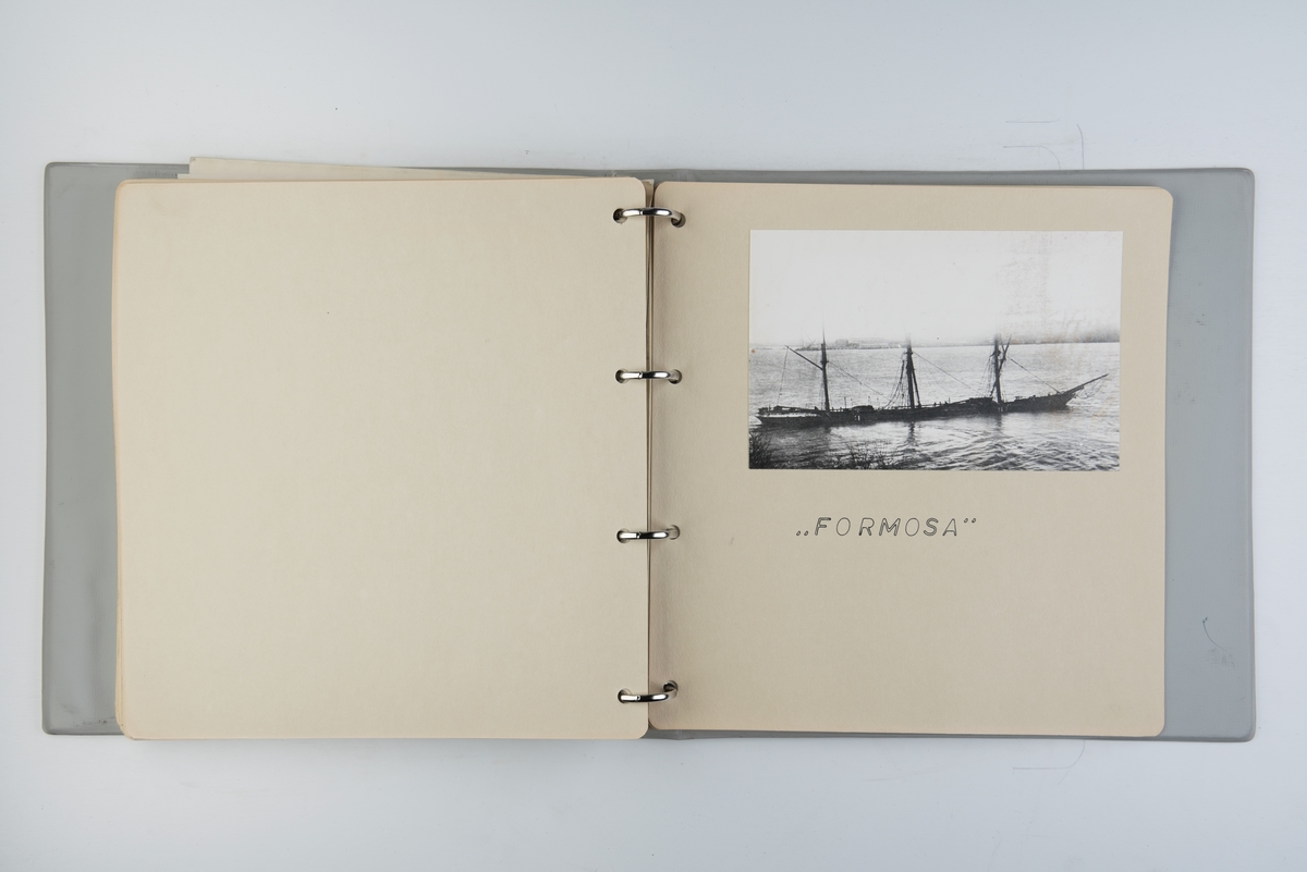 Album med fotografier av seilskuter tilhørende Per Jacobsens skipsrederi i Porsgrunn 1882-1924.
Skonnert Johannes, Bark Nordstjernen, Skonnertskib Tyne, Brig Toxa, Brig Anna, Bark Columbus, Skonnertskib Laguna, Skonnert Union, Skonnertskib Palander, Bark Frednæs, Skonnertskib A.B. Bull, Bark Rigi, Bark Nordkap, Fregatskib Nordstjernen, Skonnertskib Bien, Skonnertskib Oberon, Bark Dunearn, Bark Formosa.