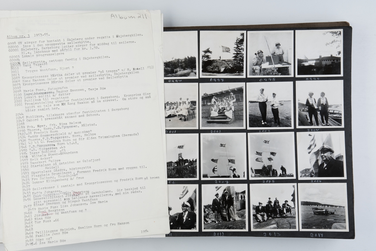 Album med fotografier av sportsseilere og miljøet omkring dem 1953-1955. Fotografert av Grethe Bruu. Album nr. 3.