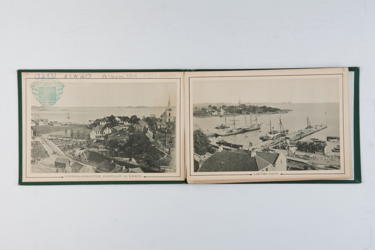 Album med trykk fra Larvik, fotografert av Axel Lindahl.