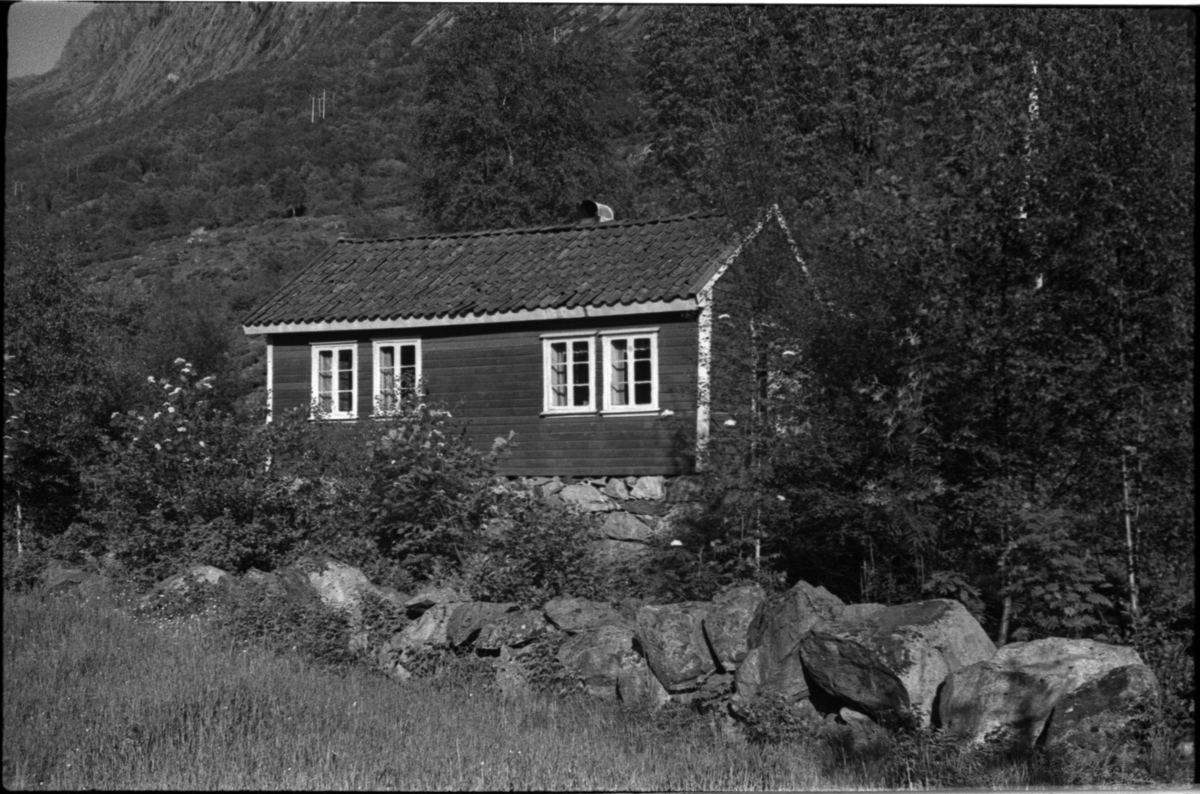 Bilder av skuringsstriper i bergene ved Vadla i Jøsenfjorden (bilde 1-4), Aslaug Skjold fra Sauda (bilde 5), Frida og Paul Johannessen på tur ved Indre Eidane i Jøsenfjorden (bilde 6-13), gården Vadla, ved Jøsenfjorden (bilde 14), Espedalen og Helle ved Høgsfjorden (bilde 15-17), en mann, muligens Erik Nesheim, som sitter utenfor hytta si på Helle (bilde 18-19) og sandtak på Vadla og sandterasse ved Ørekvam, nord for Vadla.