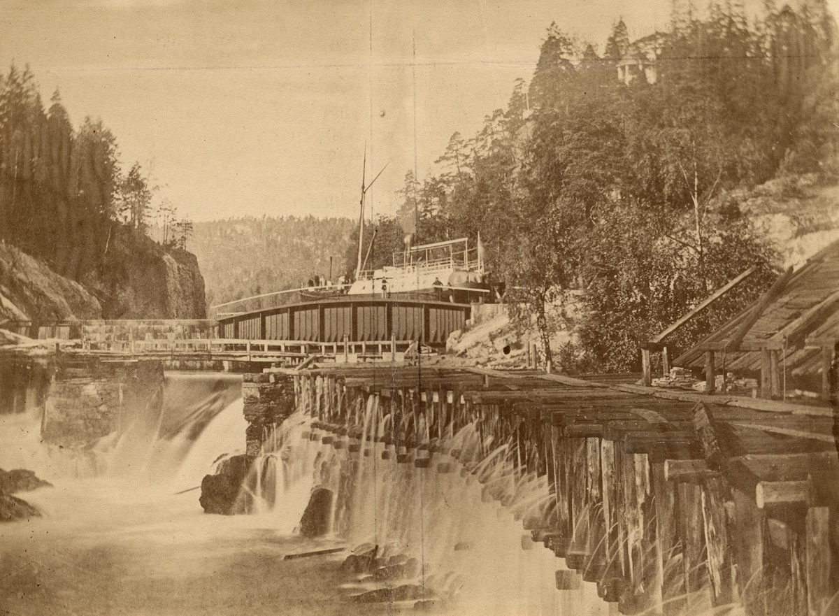 Dalslands Kanal. Vinjett till inbjudan till aktieutveckling i Håfveruds A.B. 1873.