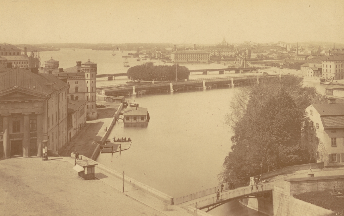 Vasabron (Wasabron) i Stockholm, sedd från Kungliga Slottet, 1880-talet. 