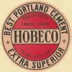 Fabriksmärke för cementpåsar. Hobeco. Best Portland Cement.
