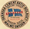 Fabriksmärke för cementpåsar. Skånska Cementaktiebolaget. Portland Cement.