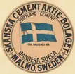 Fabriksmärke för cementpåsar. Skånska Cementaktiebolaget. Portland Cement.