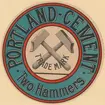 Fabriksmärke för cementpåsar. Two Hammers. Portland Cement.
