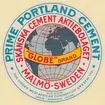 Fabriksmärke för cementpåsar. Skånska Cementaktiebolaget. Prime Portland Cement.