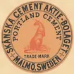 Fabriksmärke för cementpåsar.Skånska Cementaktiebolaget. Portland Cement.
