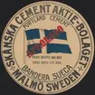 Fabriksmärke för cementpåsar. Sånska Cementa Aktiebolaget. Portland Cement.