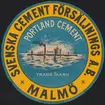 Fabriksmärke för cementpåsar. Svenska Cementförsäljnings AB. Portland Cement.