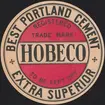 Fabriksmärke för cementpåsar. Hobeco. Best Portland Cement.