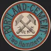 Fabriksmärke för cementpåsar. Two Hammers. Portland Cement.