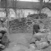 Motiv från Askeby klosterruin. Murar och källarrum i södra klosterlängan före igenfyllnad. Dokumentation av Östergötlands museum 1949.