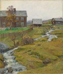 Høstvæte, Hov i Øyer, Gudbrandsdalen [Olje på lerret]