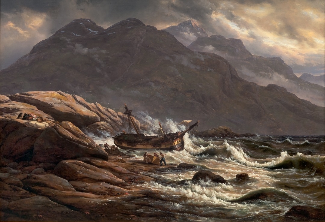 Skipbrudd ved den norske kyst [Maleri]