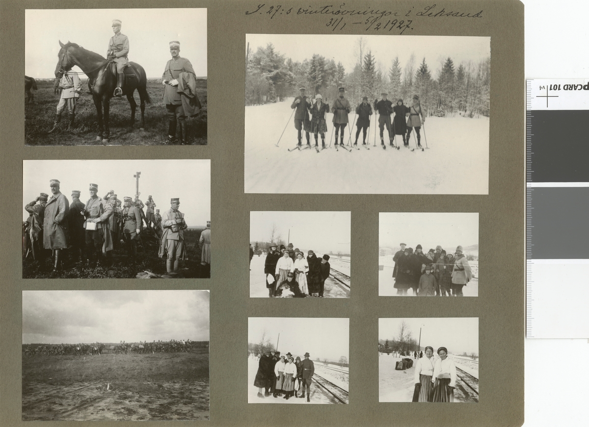 Text i fotoalbum: "I 27:s vinterövningar i Leksand 31/1-5/2 1927".