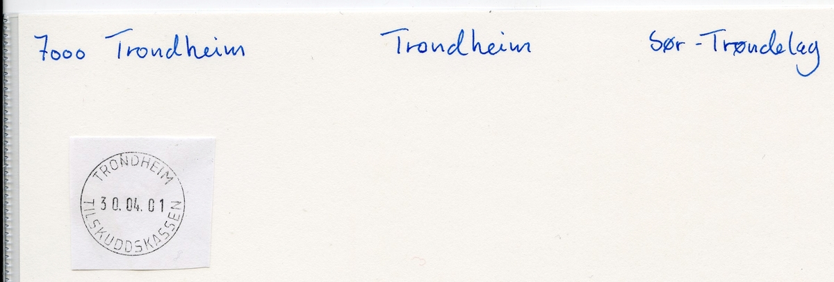 Stempelkatalog 7000 Trondheim (Trondhjem), Sør-Trøndelag