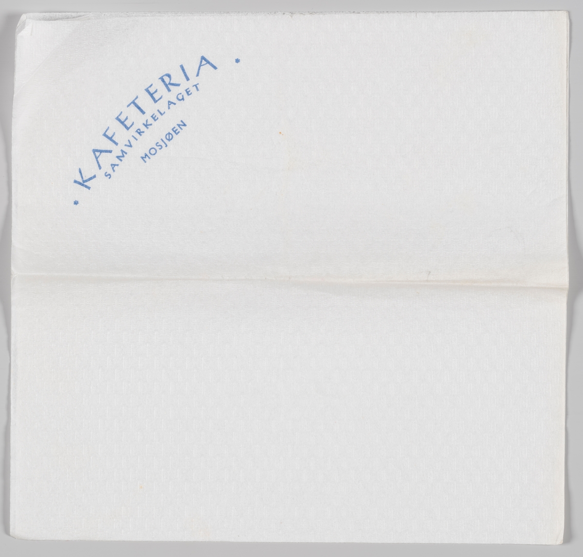 Reklametekst for Kafeteria Samvirkelaget Mosjøen.