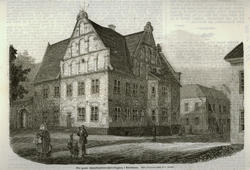 Den gamle Universitetsbibliotheks=bygning i Christiania. Eft