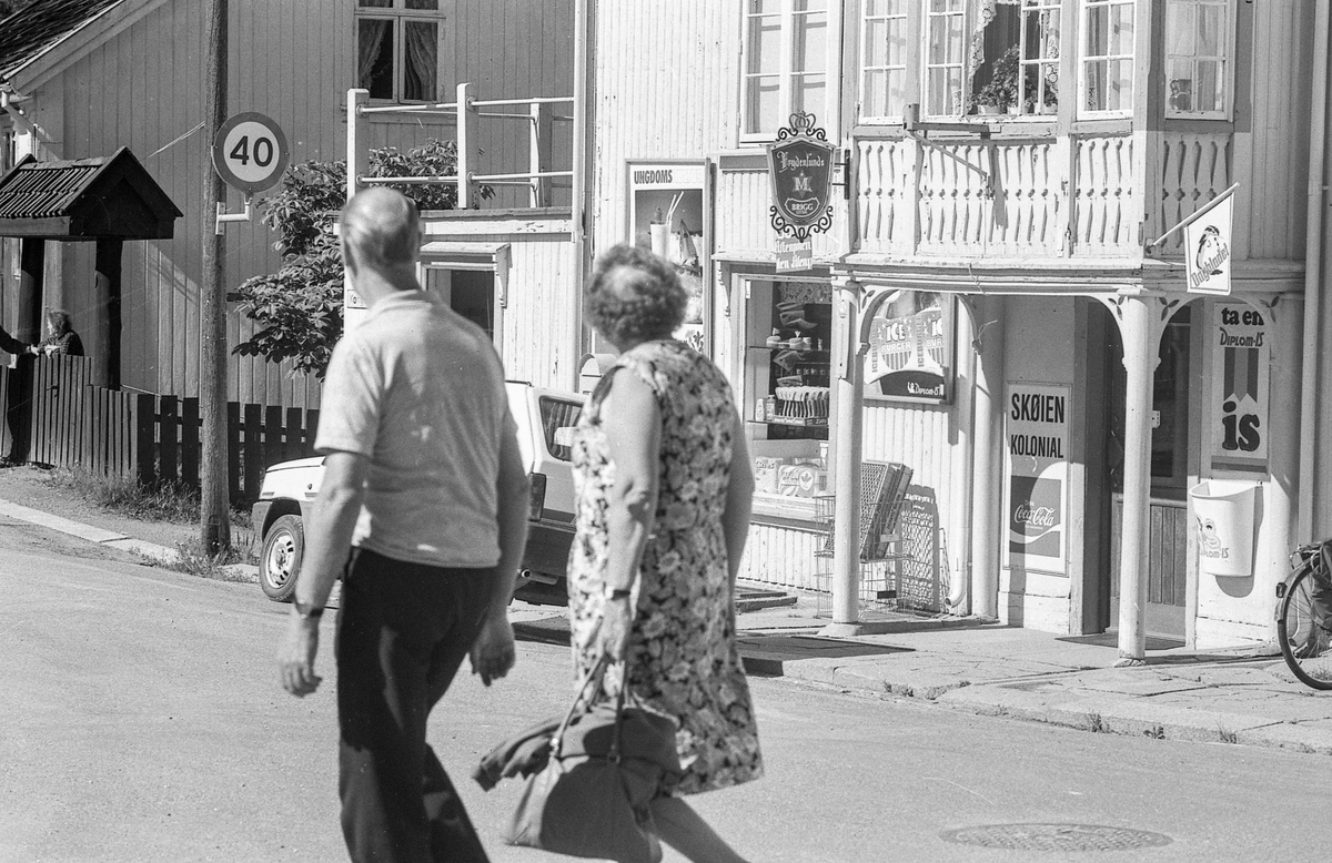 Divererse motiver fra Hølen. Skøyen kolonial. Hølenselva med småbåter og fine sommermotiver. Bro over Tegnebyholtet. Stasjonsmesteren eller postmesteren.
Fotograf: ØB Ukjent