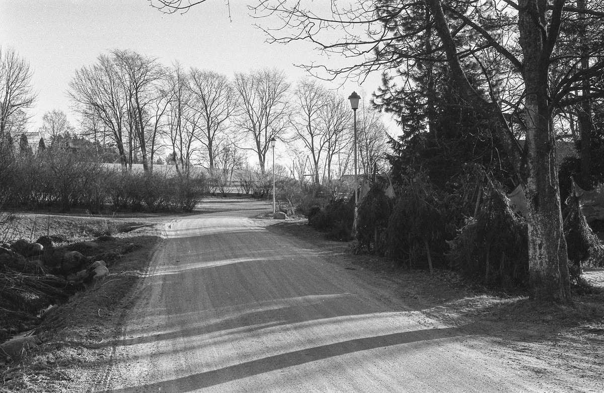 Kongeveien i Ås gjennom Nordby fra Landbrukshøyskolen, Ås kirke og Riisallene til Nordby. Under dalsbroen. Husmannsplassen Egge, like sør for Melby. Vidar Aasheim tv. og Erik Aas jr. i mørk vinterfrakk.