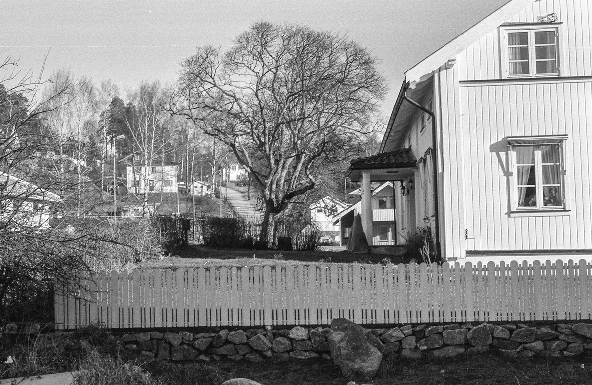 Kongeveien i Ås gjennom Nordby fra Landbrukshøyskolen, Ås kirke og Riisallene til Nordby. Under dalsbroen. Husmannsplassen Egge, like sør for Melby. Vidar Aasheim tv. og Erik Aas jr. i mørk vinterfrakk.