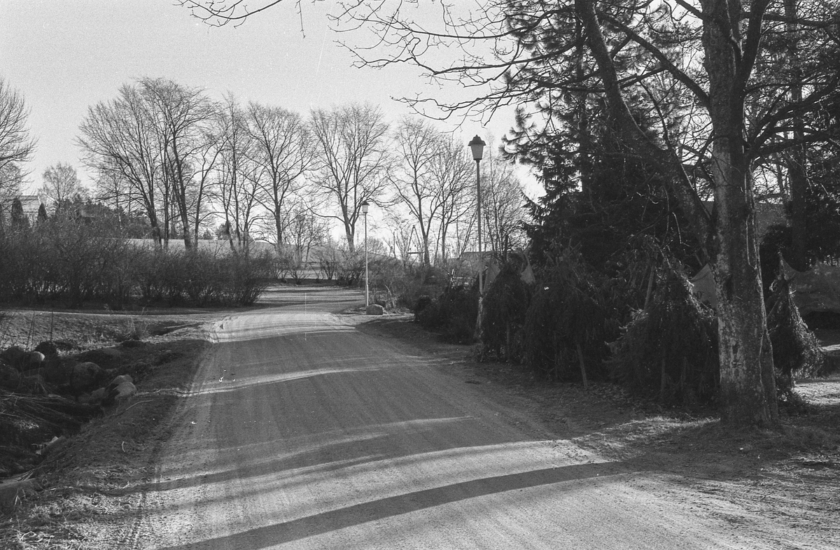 Kongeveien i Ås gjennom Nordby fra Landbrukshøyskolen, Ås kirke og Riisallene til Nordby. Under dalsbroen. Husmannsplassen Egge, like sør for Melby. Vidar Aasheim tv. og Erik Aas jr. i mørk vinterfrakk.