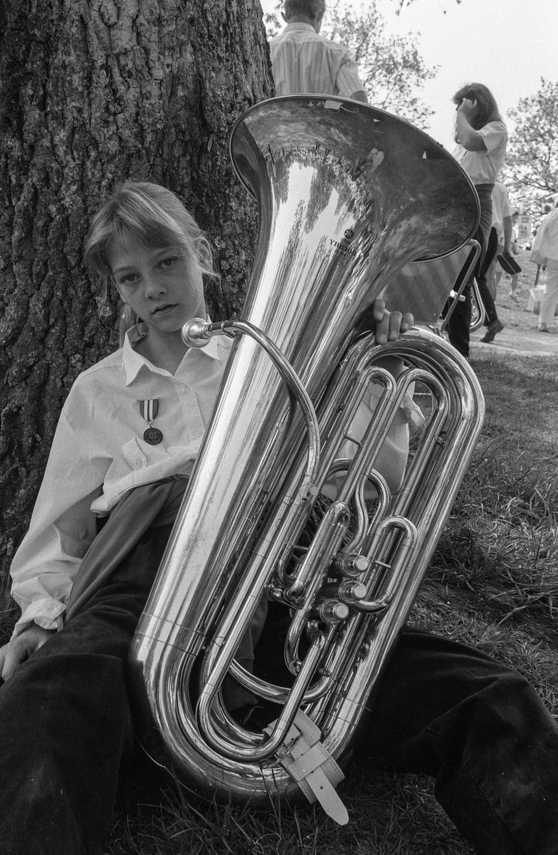 Drøbak-Frogn skolekorps arrangerer sommerstevne for korpsmusikanter i badeparken.
Ordfører Bjørn Loge og Ragnhild Villand fra Vettre Skolekorps.