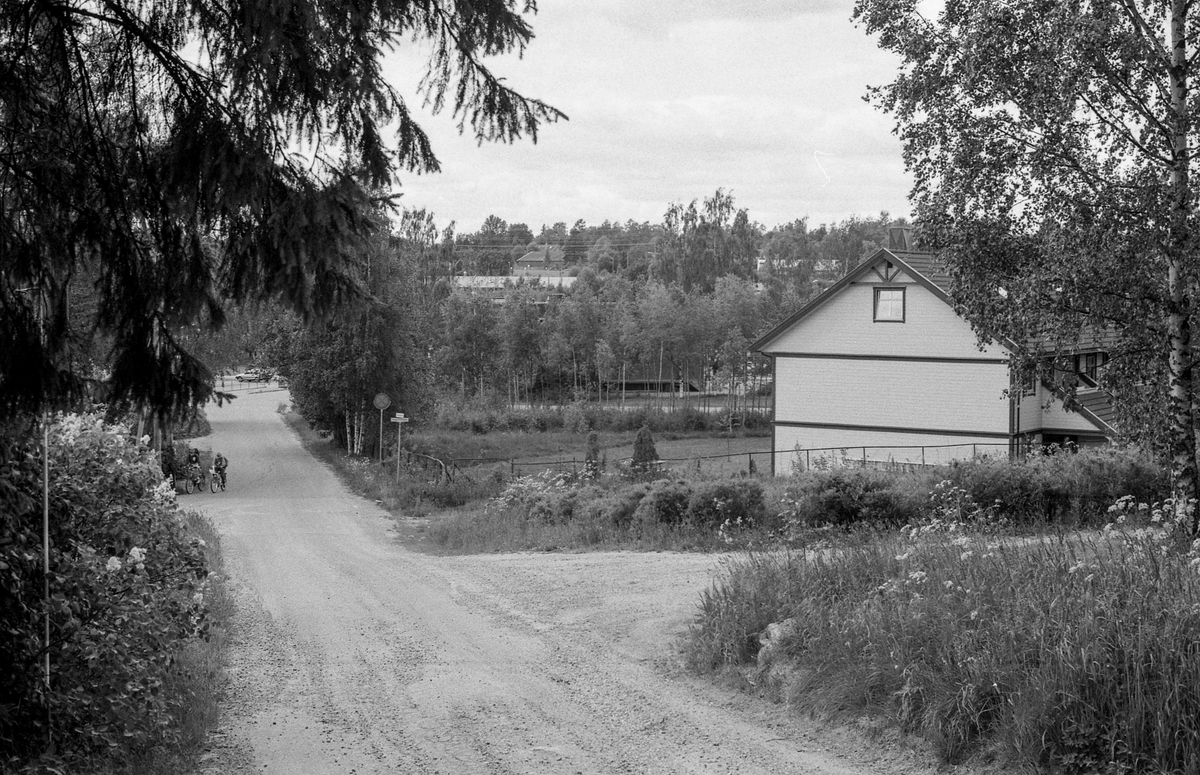 Bygninger langs Jernbaneveien i Ski sentrum. Ski bygg, Lekehuset, drosjebua. Besøk fra Estland.