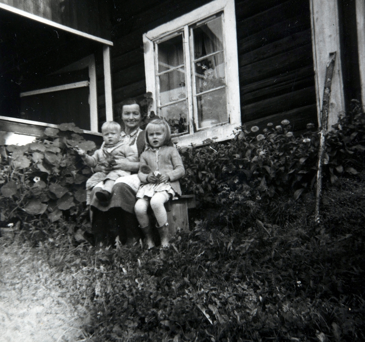 Vetthammarbakken, Stange. F.v. Dag Andersen, mormor, (Julie Olsen ??) Inger Maagaard f. Andersen.