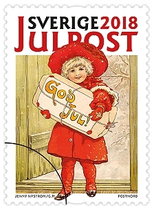 Frimärken i häfte med tio självhäftande frimärken med fem olika julmotiv. Valör Julpost.