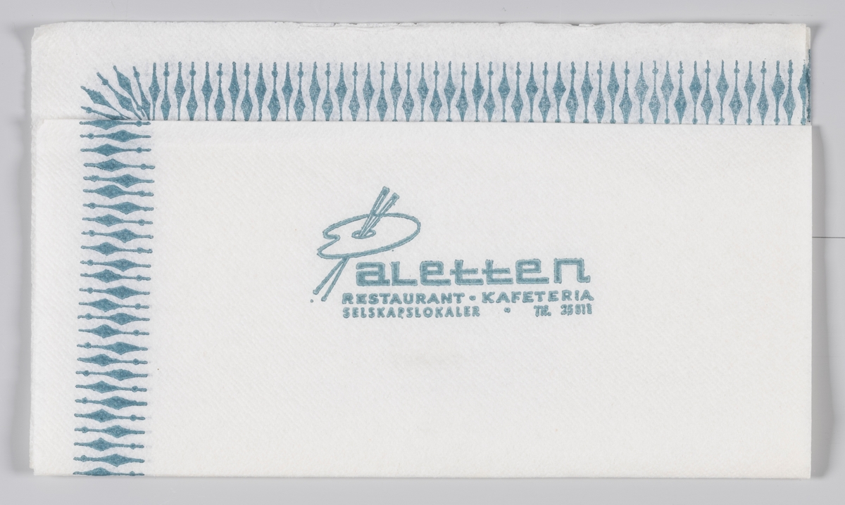 En palett og en reklametekst for Paletten restaurant og kafeteria og Stallgården restaurant på Hamar.