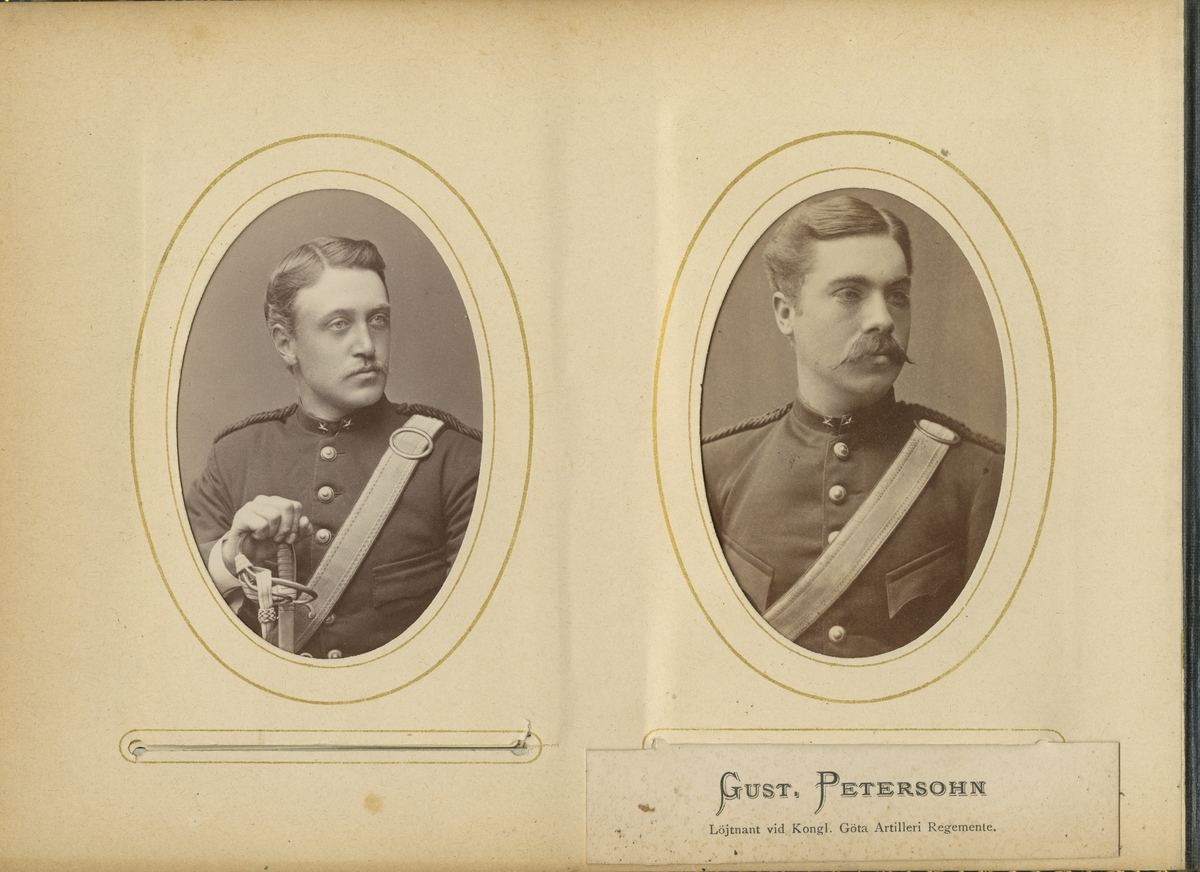 Porträtt av Ernst Otto Johan Aquilon, underlöjtnant vid Göta artilleriregemente A 2.

Se även bild AMA.0021779.