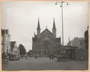 Bilden visar platsen före centralstationen och Sjömanskyrkan i Gävle.