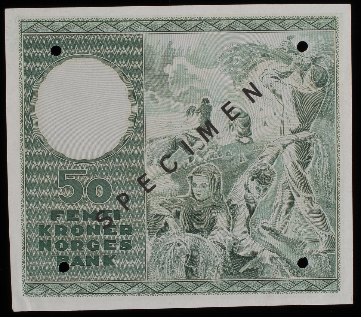 Seddel i grønn trykk. 
Advers side: Portrett av Bjørnstjerne Bjørnson, et kornnek, delvis skjult av riksvåpenet. 
Revers side: Gjengivelse av maleri med innhøsting  som hovedmotiv.