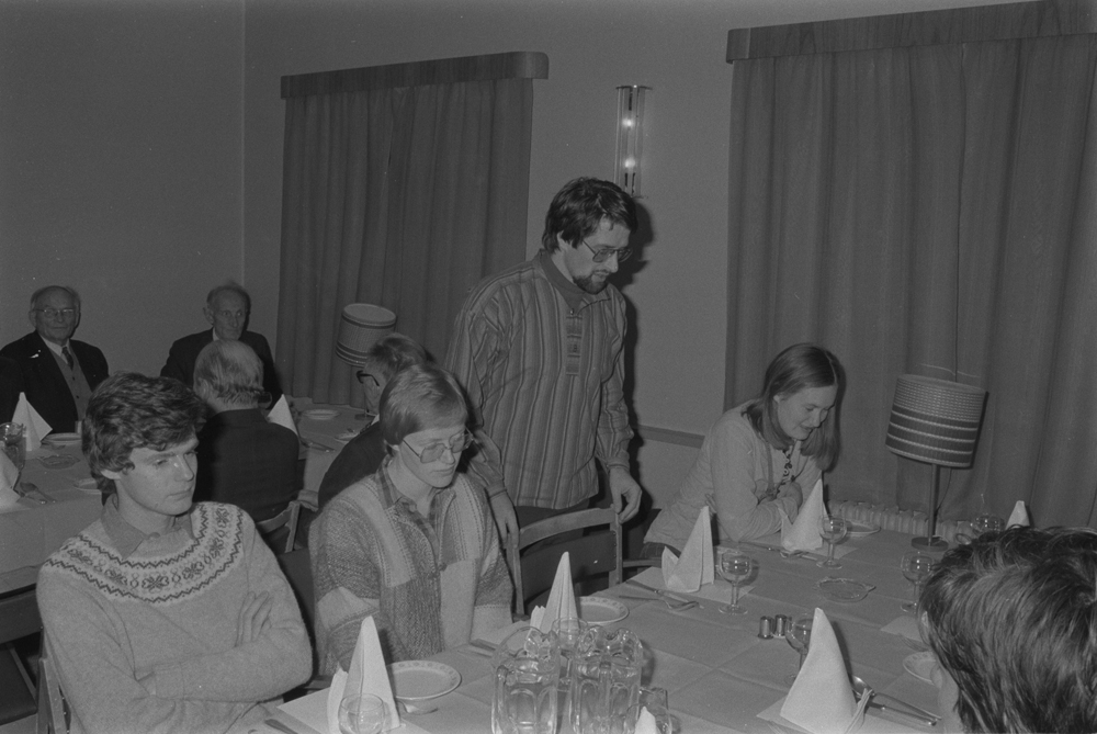 Helgeland Historielag og Historisk klubb Tromsø.
Seminar i Mosjøen 3-5.Nov.1978.
Fra middagen/åpningen.