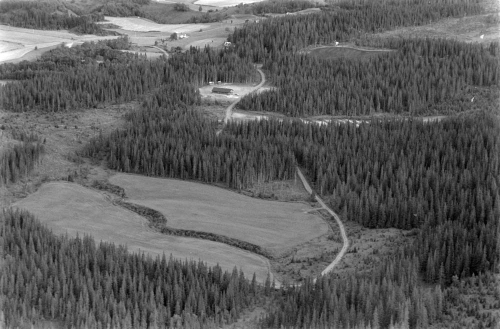 Flyfoto av Mosjøen. Antagelig Vestersida (Nes, Osheim, Kjærstad).