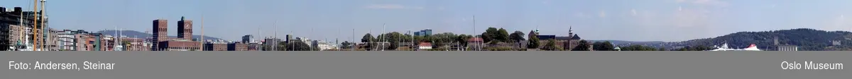 Panorama, utsikt, cruiseskip, havn, fjord, turistbåter, Rådhuset, Akershus Festning, Vippetangen, Sørenga, Ekebergåsen,