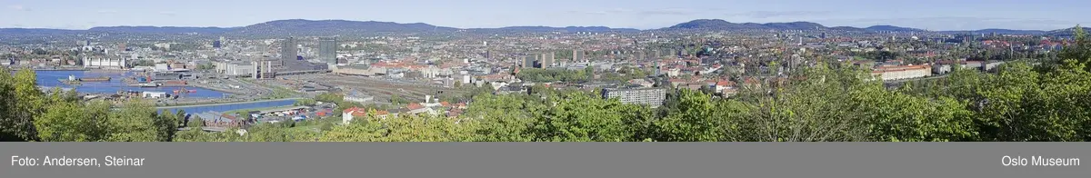 Panorama, sjø, havn, fjord, båt, skip, festning, byggearbeider, kran, mudder,